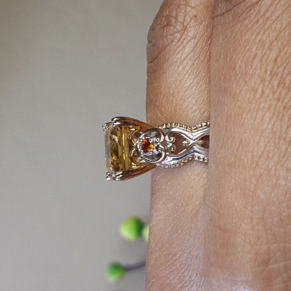 925 Genuine Princess Cut Citrine, Two Tone ring. PRICE IS FIRM. - Picture 8 of 15